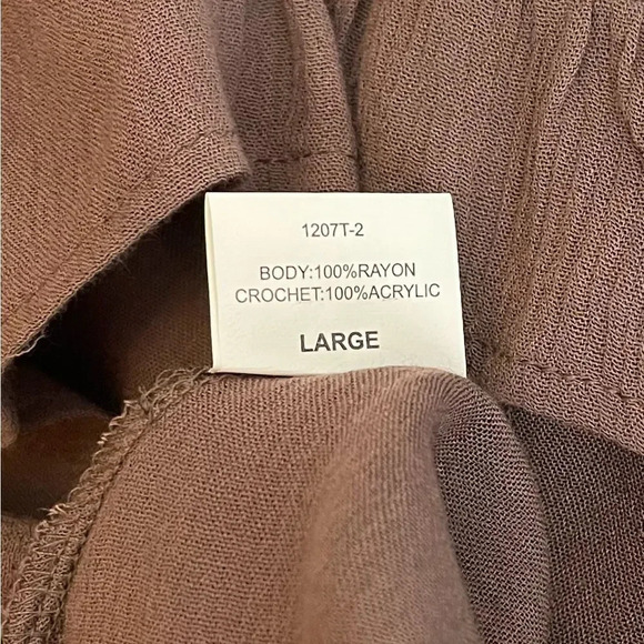 Judith March Crochet Off Shoulder Ruffle Hem Tunic Top Large Brown Granny Square - Picture 8 of 8